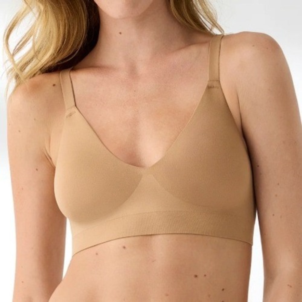 TRUE & CO Soft Form V-Neck Adjustable Strap Bra In Bronzed Tan Women Size Medium